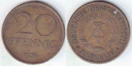 1972 East Germany 20 Pfennig A003376